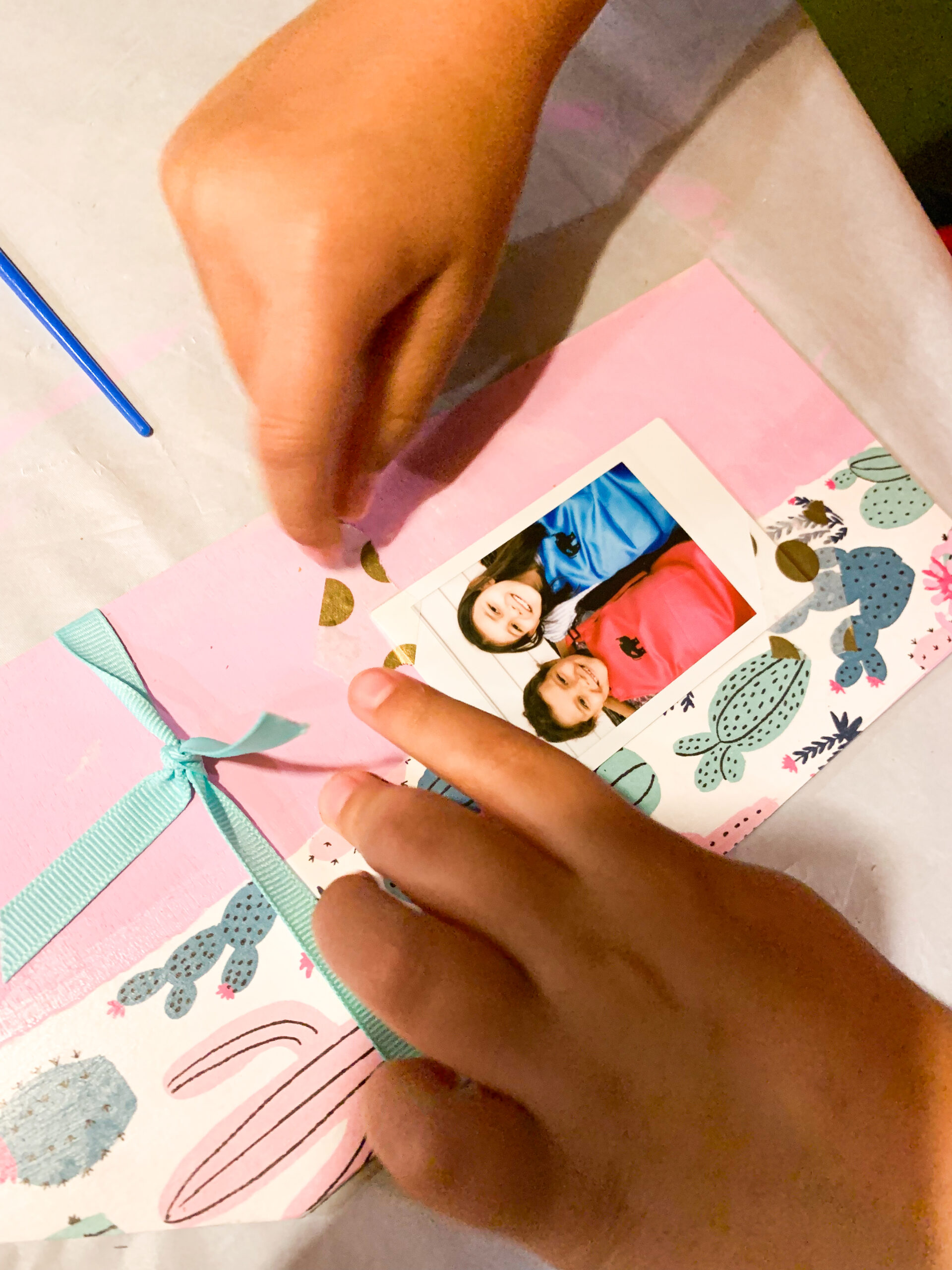 wooden photo frame craft with polaroid 
